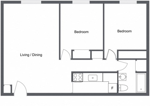 2 bedroom 1 bath floor plan